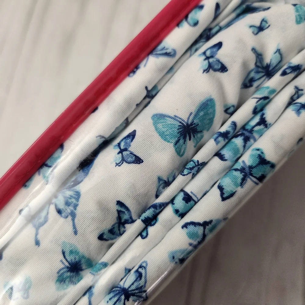 Luv Betsey by Betsey Johnson 4pc TWIN Sheet Set White Blue Butterfly Print